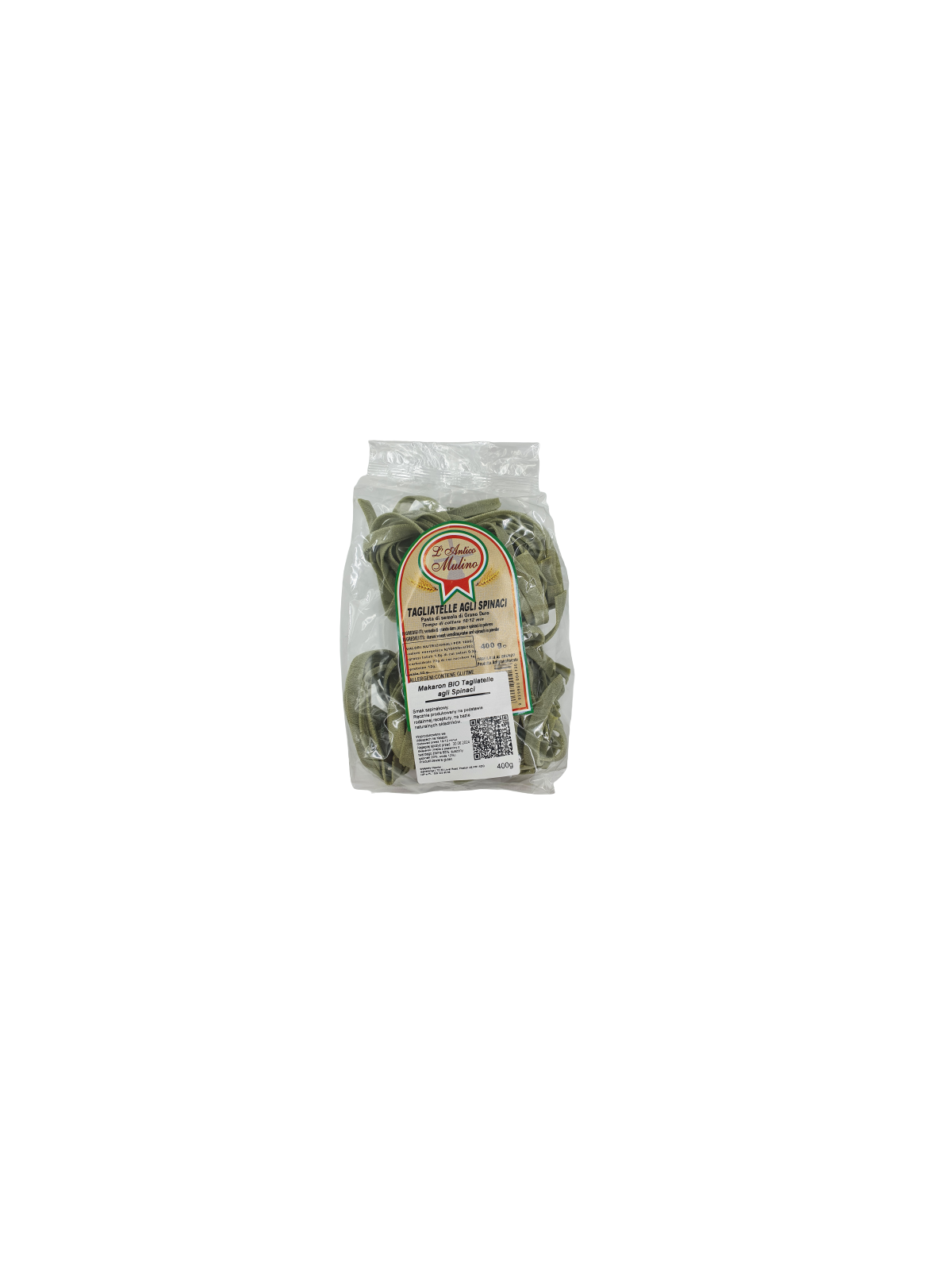 Włoski makaron BIO Tagliatelle agli Spinaci 400g